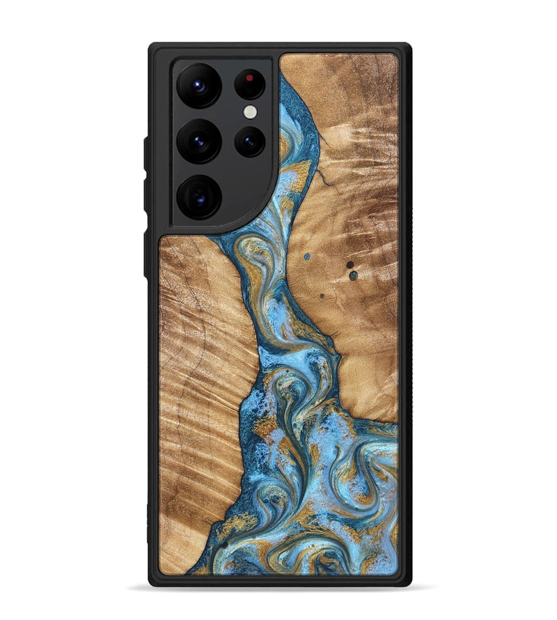Galaxy S22 Ultra Wood Phone Case - Hank (Teal & Gold, 822150)