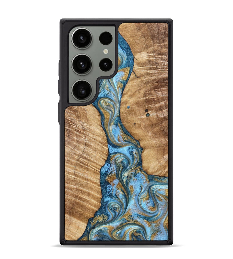Galaxy S24 Ultra Wood Phone Case - Hank (Teal & Gold, 822150)