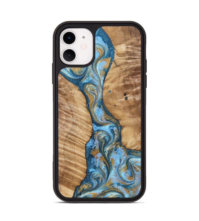 iPhone 11 Wood Phone Case - Hank (Teal & Gold, 822150)