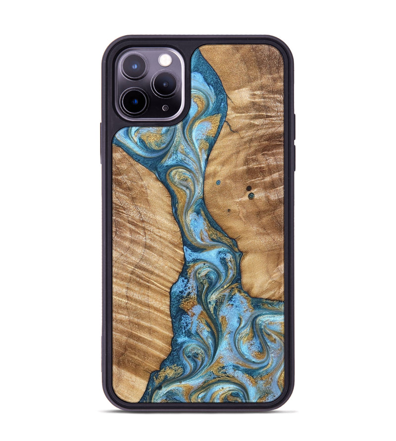 iPhone 11 Pro Max Wood Phone Case - Hank (Teal & Gold, 822150)