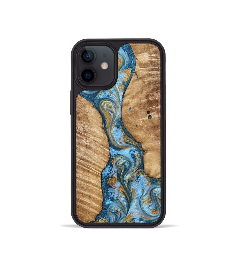 iPhone 12 mini Wood Phone Case - Hank (Teal & Gold, 822150)