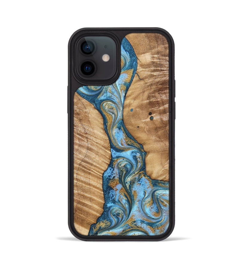 iPhone 12 Wood Phone Case - Hank (Teal & Gold, 822150)