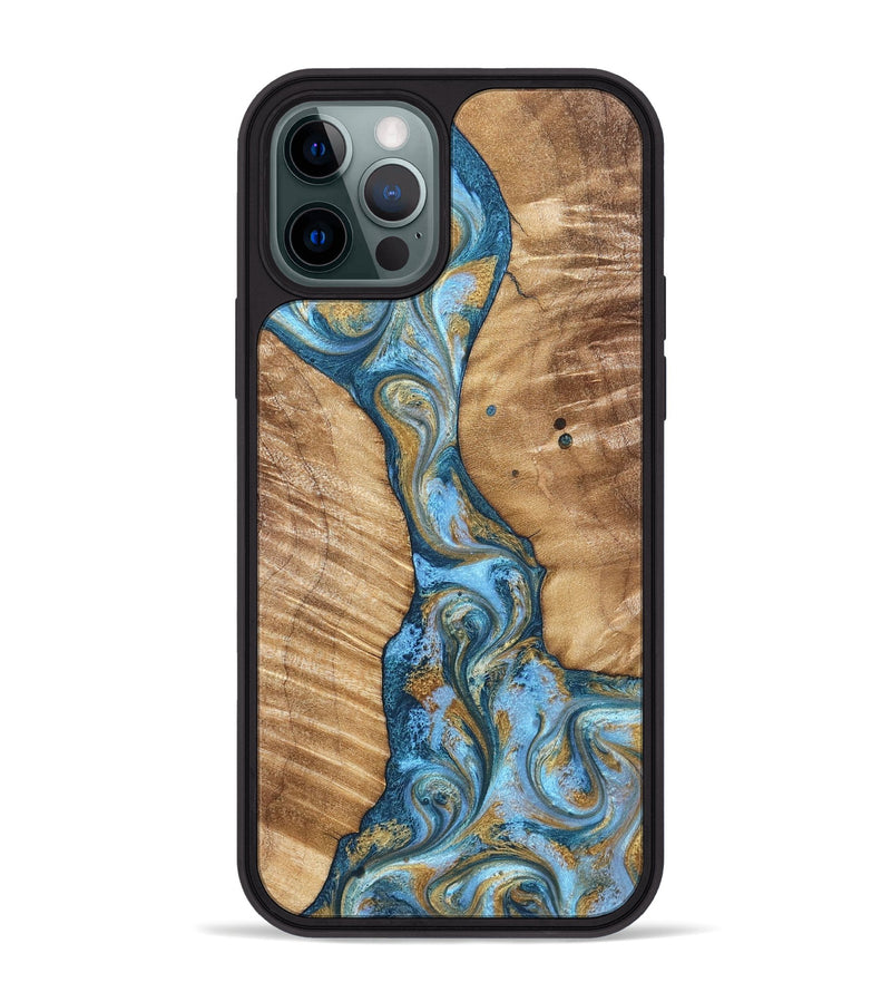 iPhone 12 Pro Max Wood Phone Case - Hank (Teal & Gold, 822150)