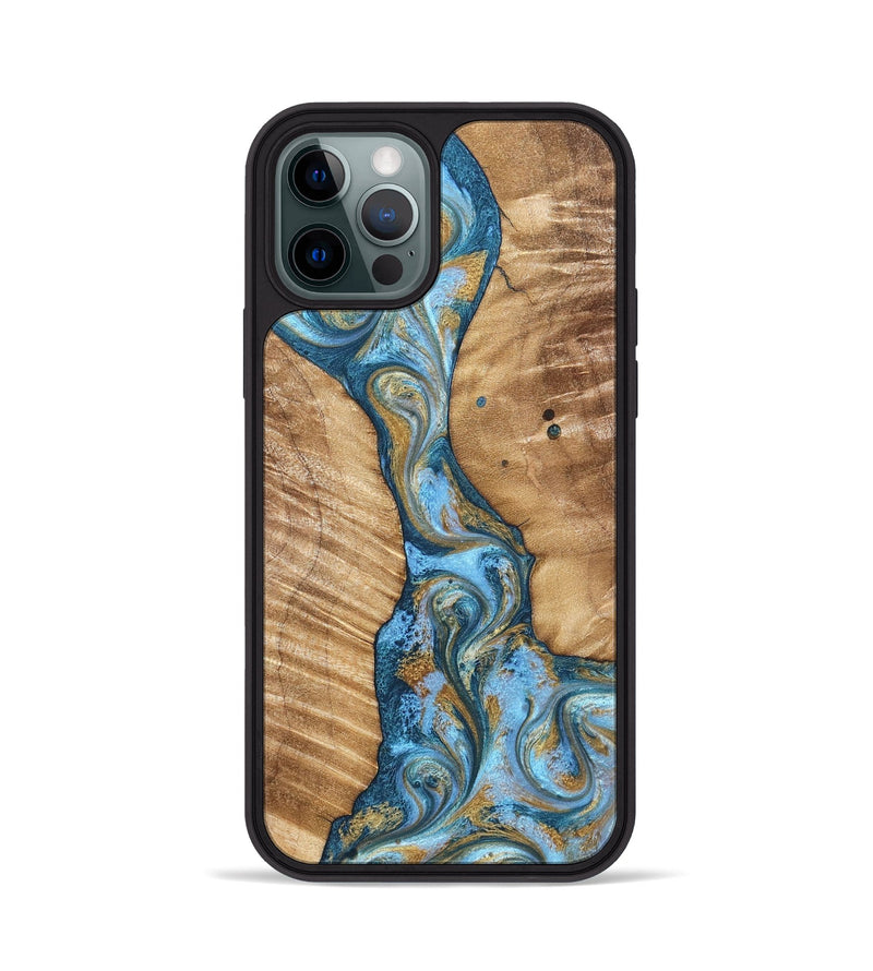 iPhone 12 Pro Wood Phone Case - Hank (Teal & Gold, 822150)