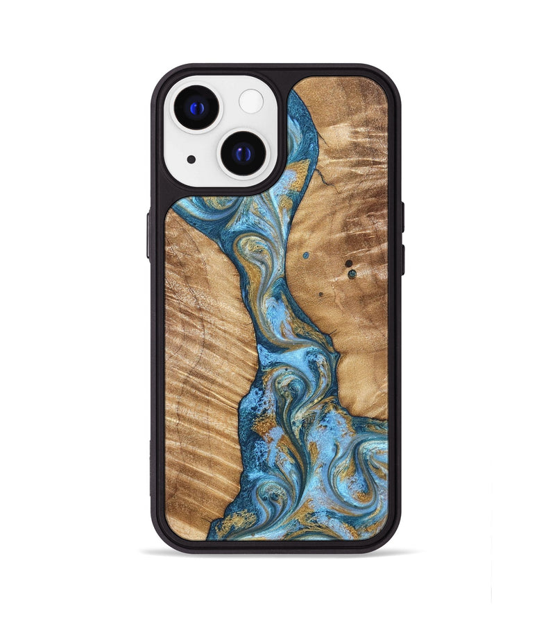 iPhone 13 Wood Phone Case - Hank (Teal & Gold, 822150)