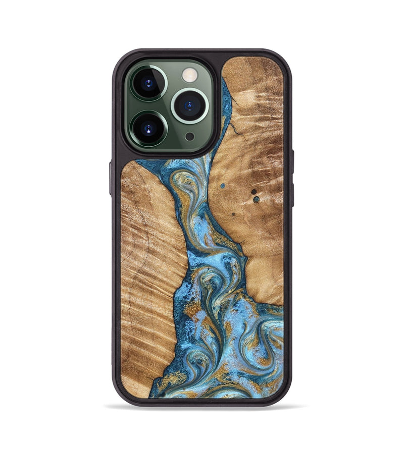 iPhone 13 Pro Wood Phone Case - Hank (Teal & Gold, 822150)