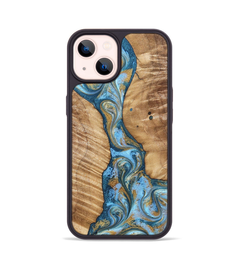 iPhone 14 Wood Phone Case - Hank (Teal & Gold, 822150)