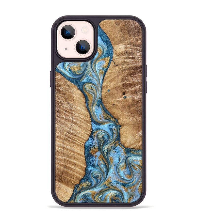 iPhone 14 Plus Wood Phone Case - Hank (Teal & Gold, 822150)