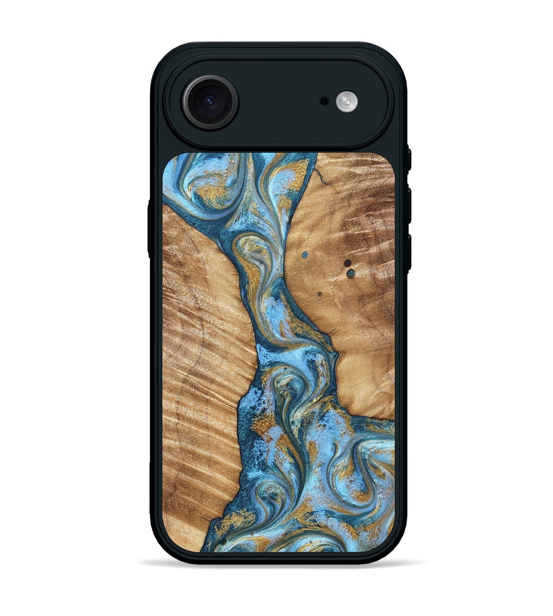 iPhone 17 Air Wood Phone Case - Hank (Teal & Gold, 822150)