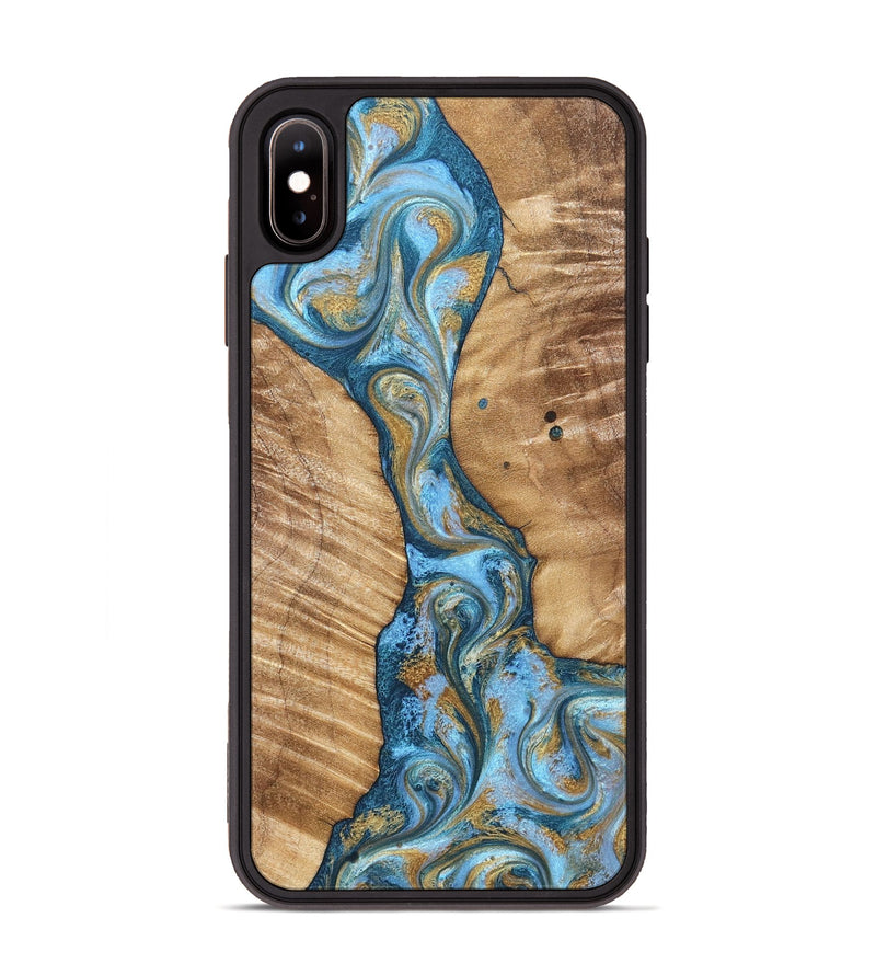 iPhone Xs Max Wood Phone Case - Hank (Teal & Gold, 822150)