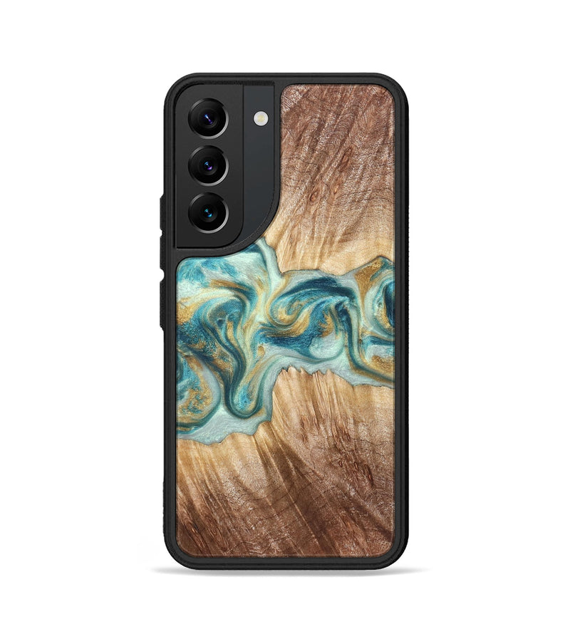 Galaxy S22 Wood Phone Case - Isadore (Teal & Gold, 822151)