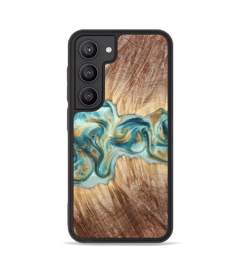 Galaxy S23 Wood Phone Case - Isadore (Teal & Gold, 822151)