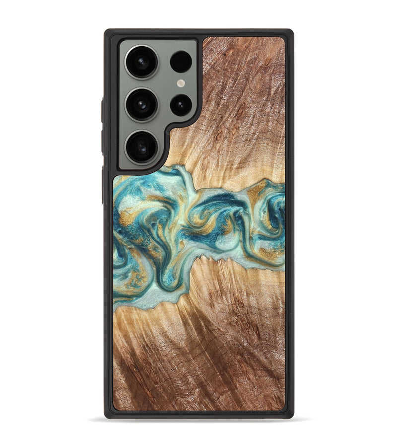 Galaxy S23 Ultra Wood Phone Case - Isadore (Teal & Gold, 822151)