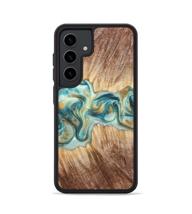 Galaxy S24 Wood Phone Case - Isadore (Teal & Gold, 822151)