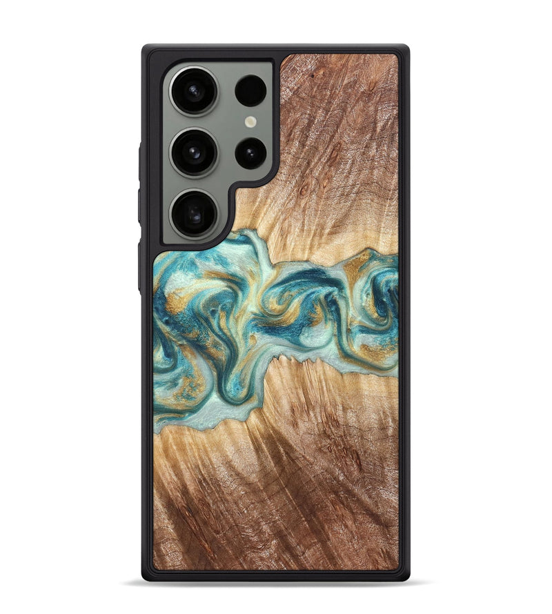 Galaxy S24 Ultra Wood Phone Case - Isadore (Teal & Gold, 822151)