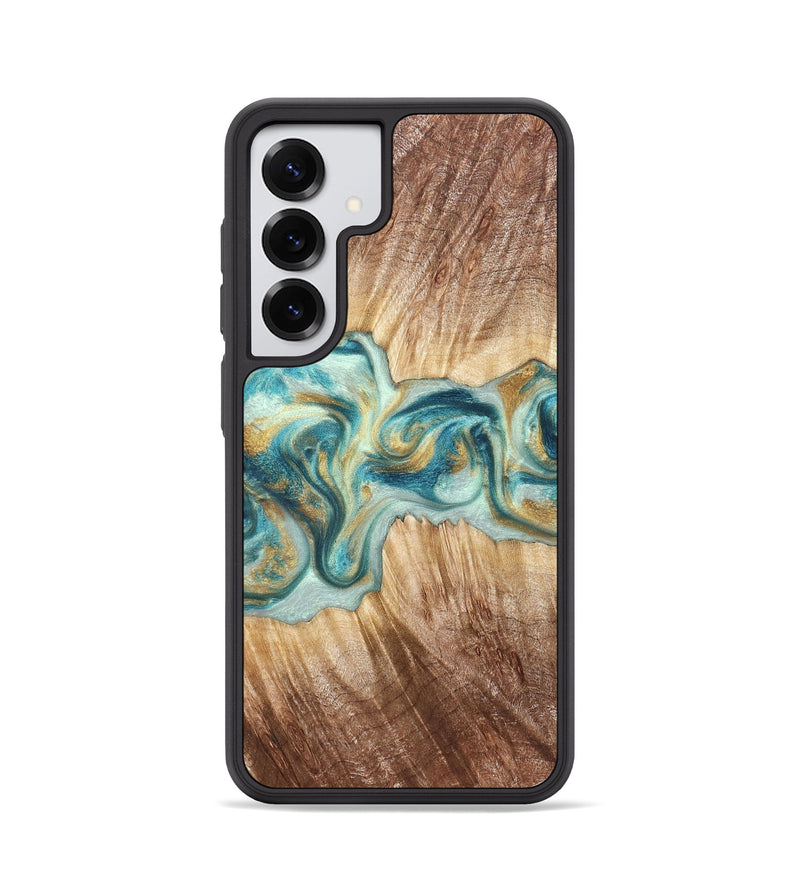 Galaxy S25 Wood Phone Case - Isadore (Teal & Gold, 822151)