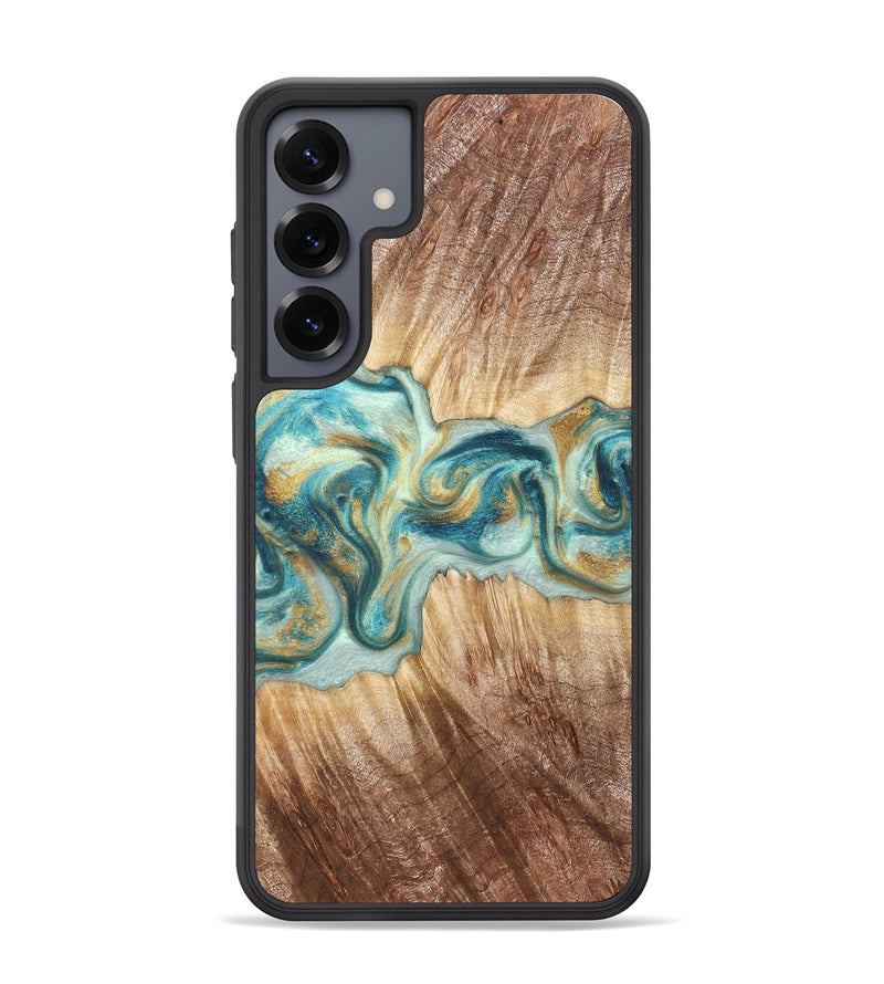 Galaxy S25 Plus Wood Phone Case - Isadore (Teal & Gold, 822151)