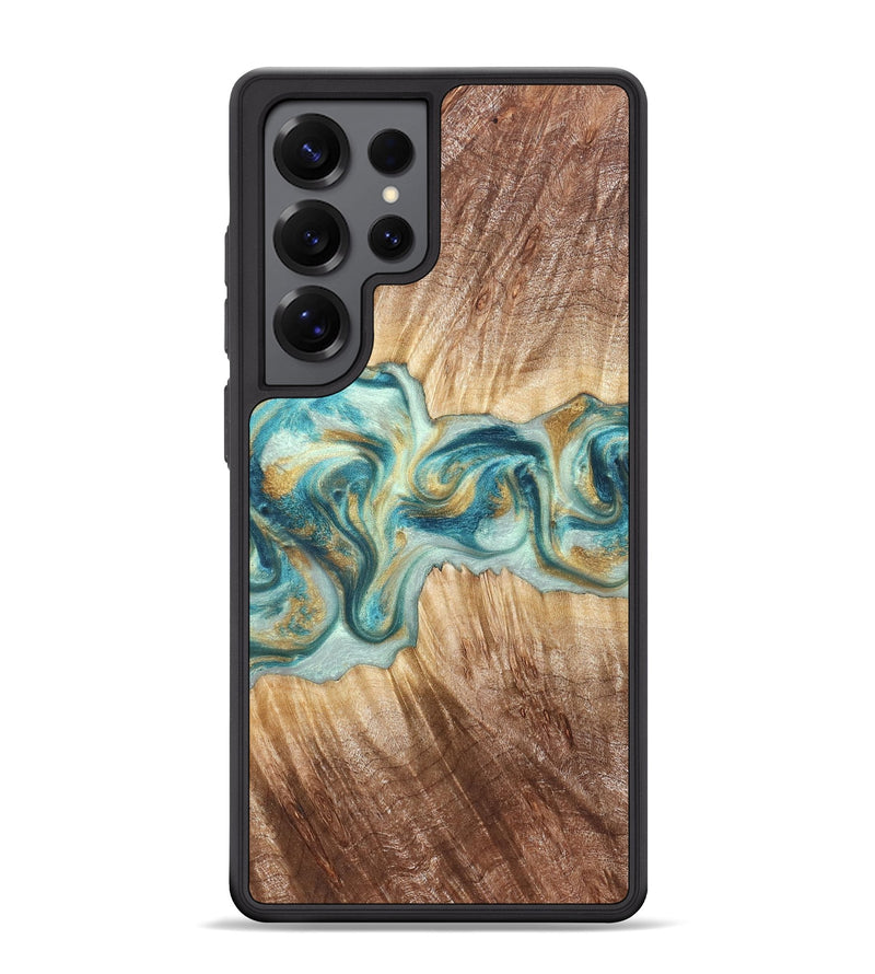 Galaxy S25 Ultra Wood Phone Case - Isadore (Teal & Gold, 822151)