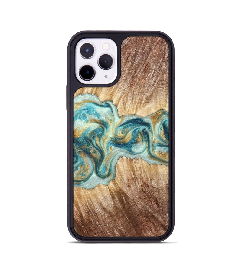 iPhone 11 Pro Wood Phone Case - Isadore (Teal & Gold, 822151)