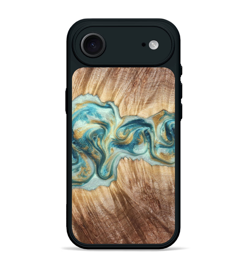 iPhone 17 Air Wood Phone Case - Isadore (Teal & Gold, 822151)