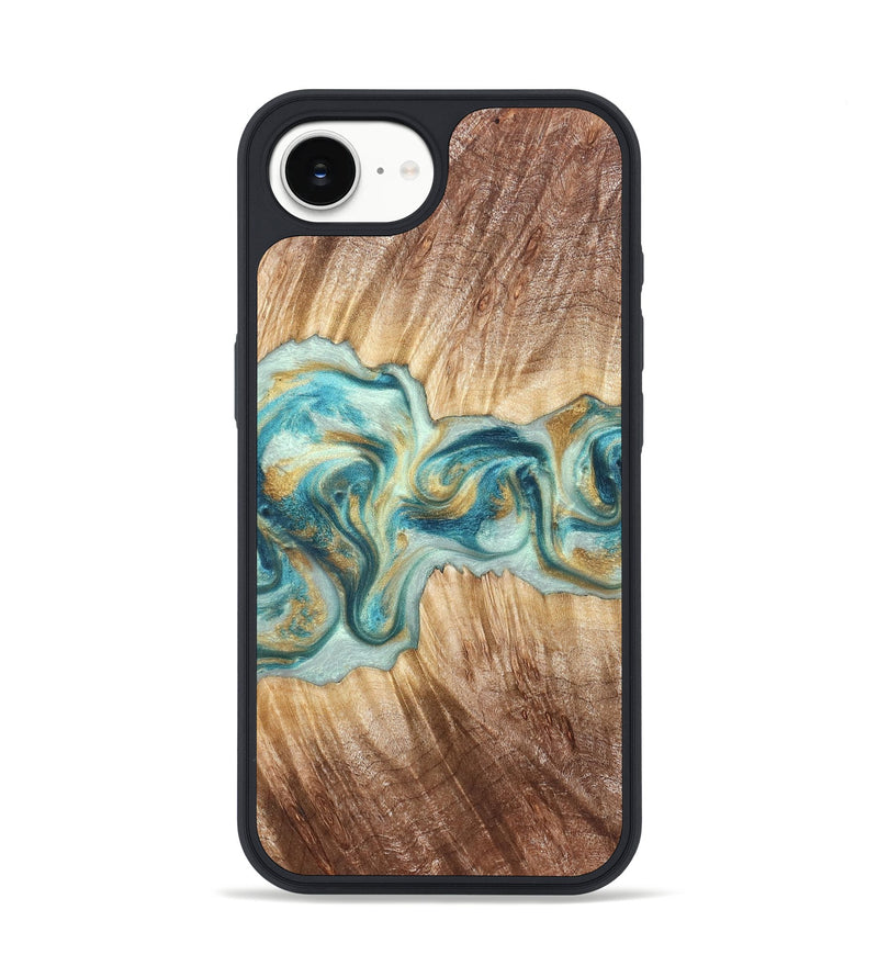 iPhone 17e Wood Phone Case - Isadore (Teal & Gold, 822151)