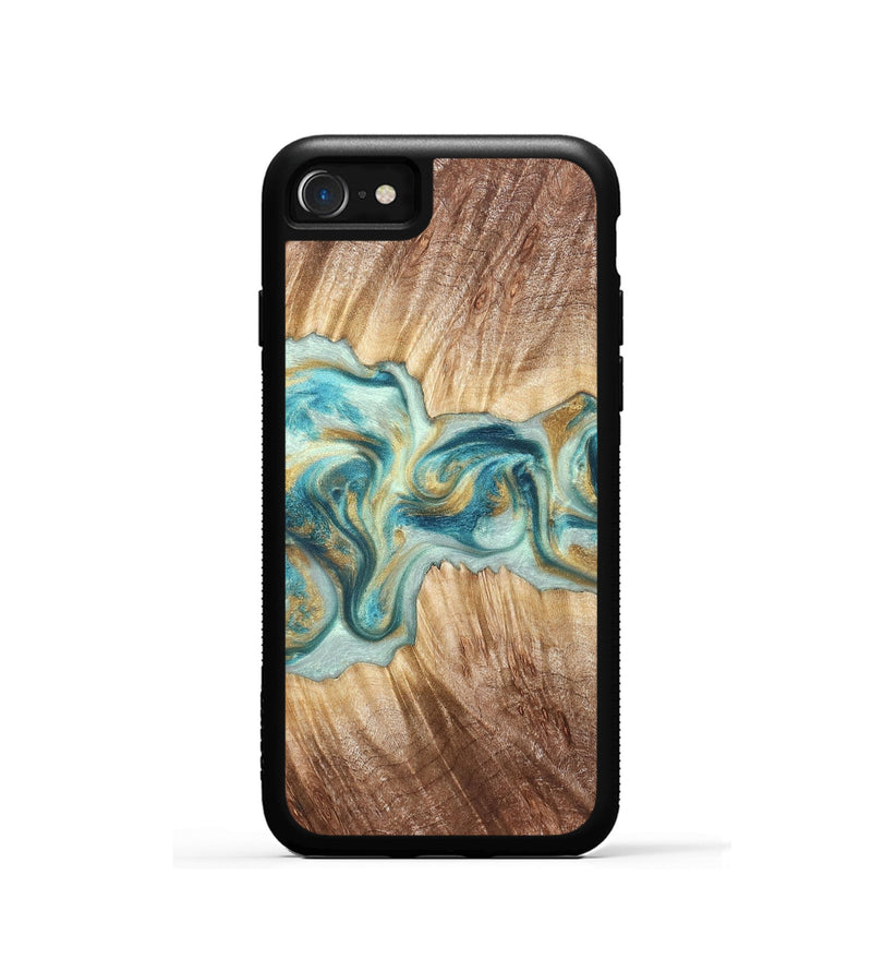 iPhone SE Wood Phone Case - Isadore (Teal & Gold, 822151)