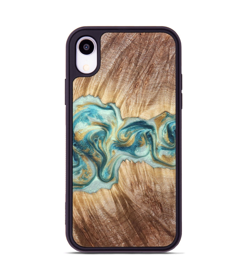 iPhone Xr Wood Phone Case - Isadore (Teal & Gold, 822151)