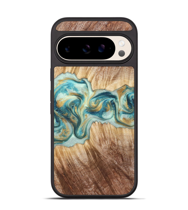 Pixel 10 Wood Phone Case - Isadore (Teal & Gold, 822151)