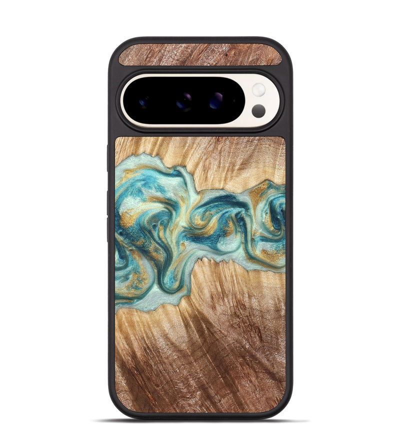 Pixel 9 Wood Phone Case - Isadore (Teal & Gold, 822151)