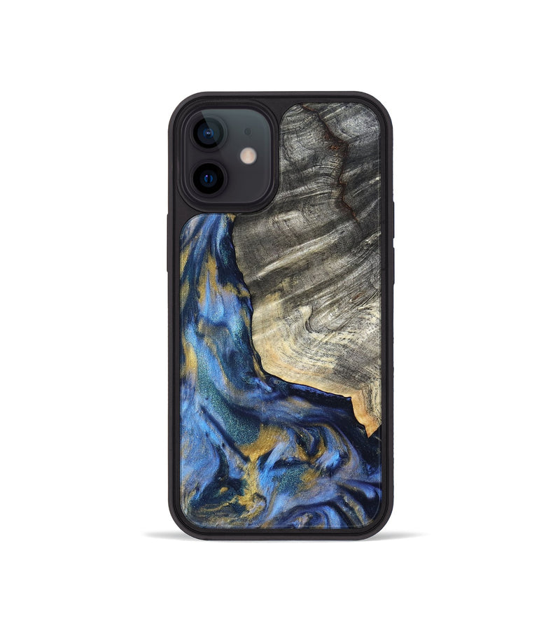 iPhone 12 mini Wood Phone Case - Luciano (Teal & Gold, 822152)