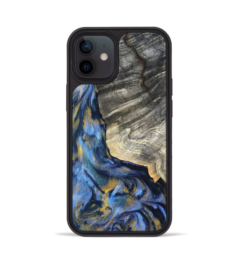 iPhone 12 Wood Phone Case - Luciano (Teal & Gold, 822152)
