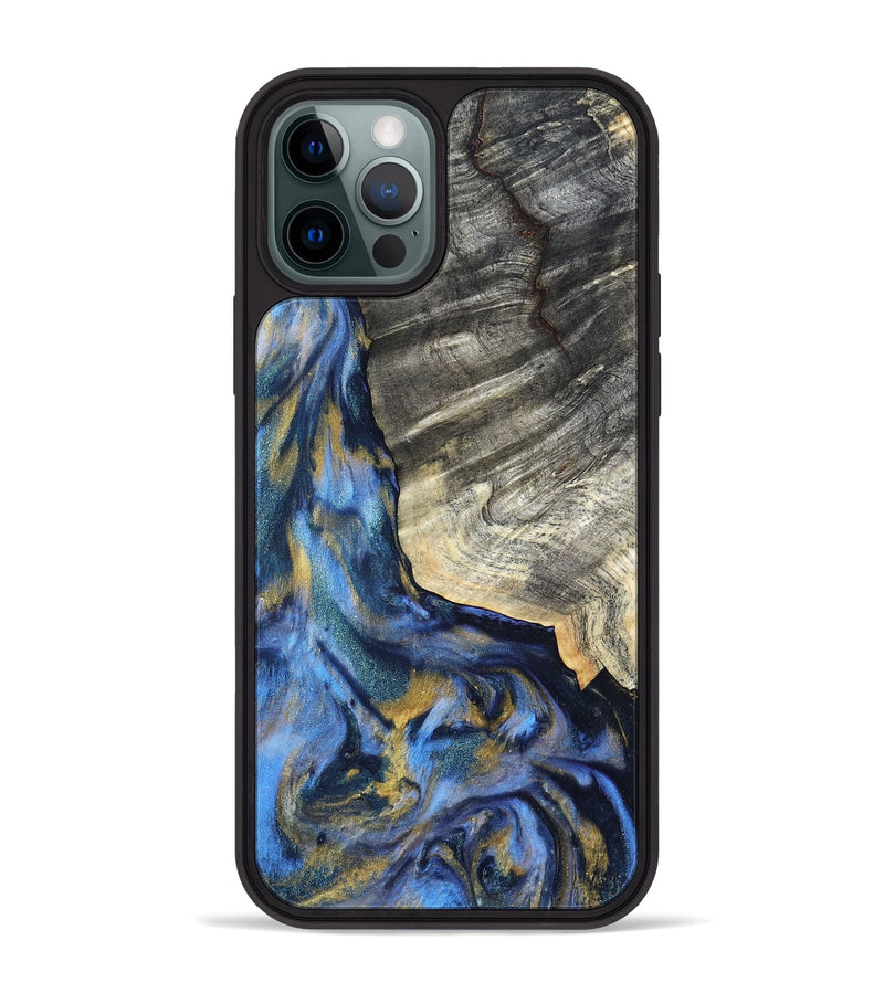iPhone 12 Pro Max Wood Phone Case - Luciano (Teal & Gold, 822152)