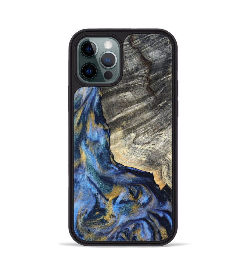 iPhone 12 Pro Wood Phone Case - Luciano (Teal & Gold, 822152)