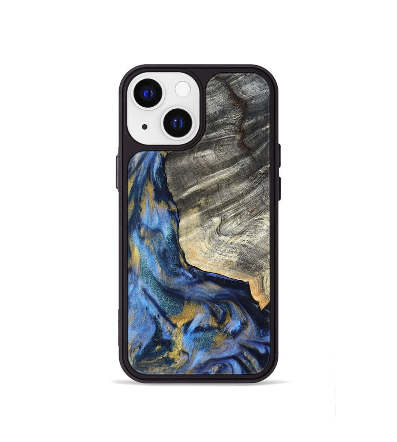 iPhone 13 mini Wood Phone Case - Luciano (Teal & Gold, 822152)