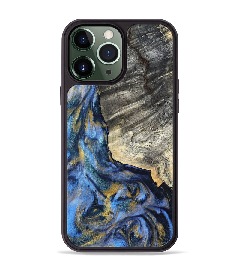 iPhone 13 Pro Max Wood Phone Case - Luciano (Teal & Gold, 822152)