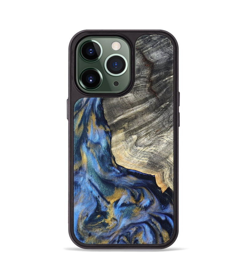 iPhone 13 Pro Wood Phone Case - Luciano (Teal & Gold, 822152)