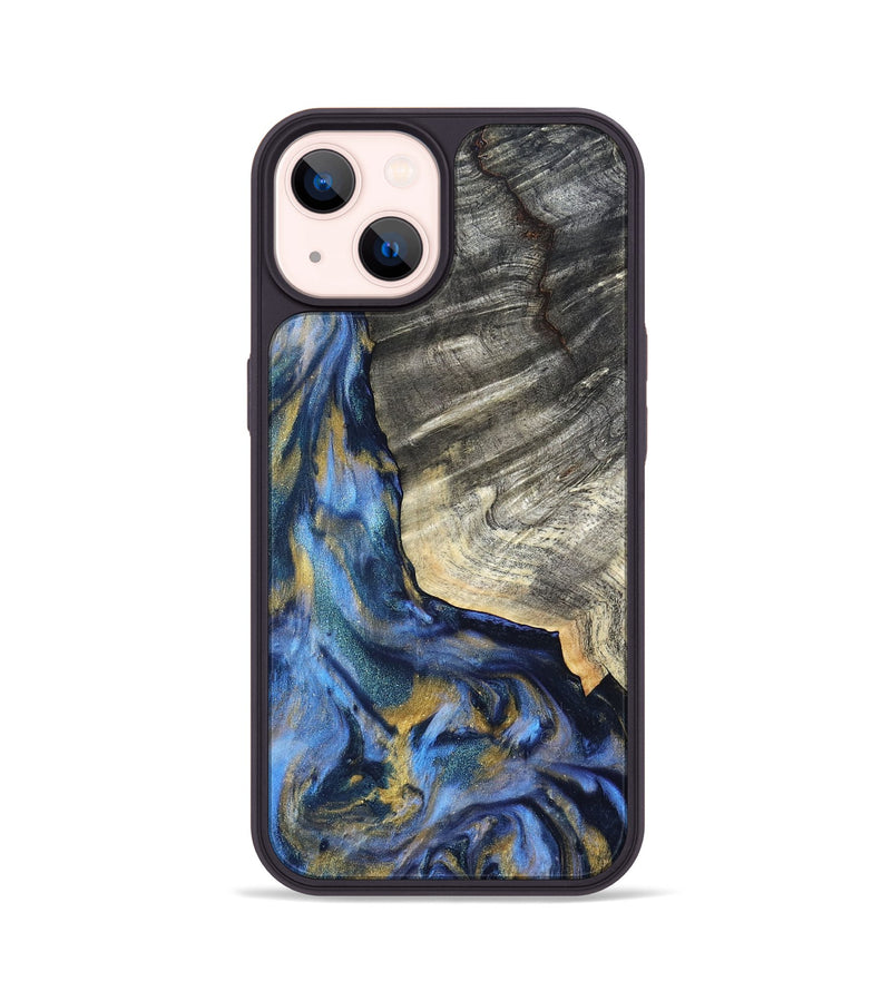 iPhone 14 Wood Phone Case - Luciano (Teal & Gold, 822152)