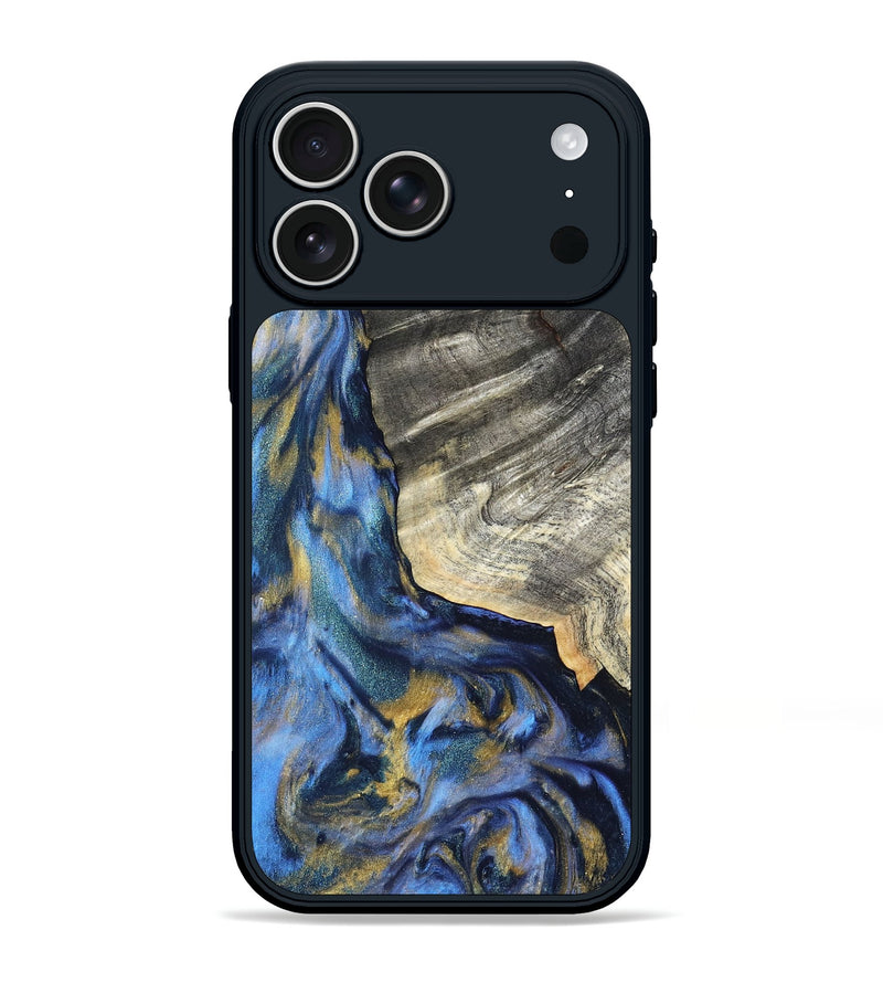 iPhone 17 Pro Max Wood Phone Case - Luciano (Teal & Gold, 822152)