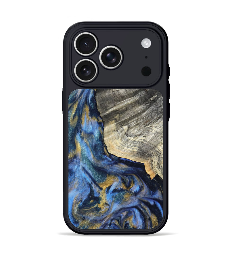 iPhone 17 Pro Wood Phone Case - Luciano (Teal & Gold, 822152)