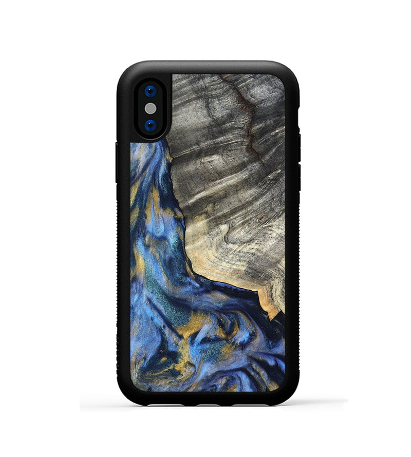 iPhone Xs Wood Phone Case - Luciano (Teal & Gold, 822152)