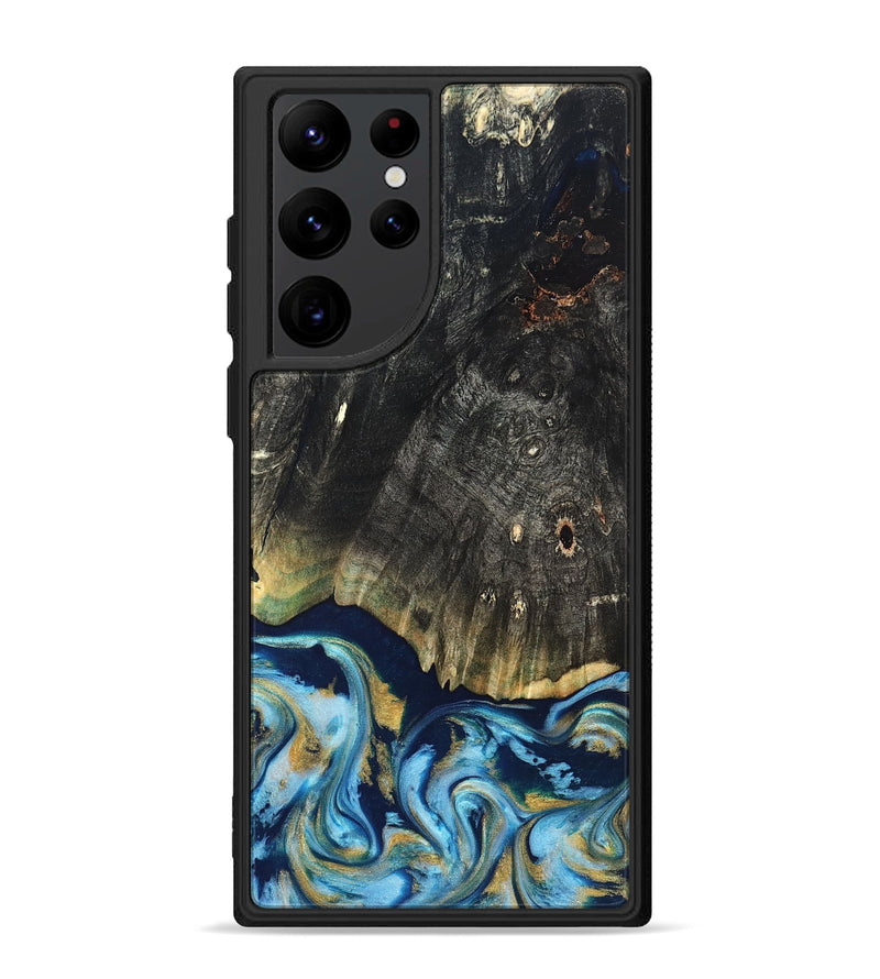 Galaxy S22 Ultra Wood Phone Case - Devonta (Teal & Gold, 822153)