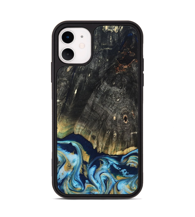 iPhone 11 Wood Phone Case - Devonta (Teal & Gold, 822153)