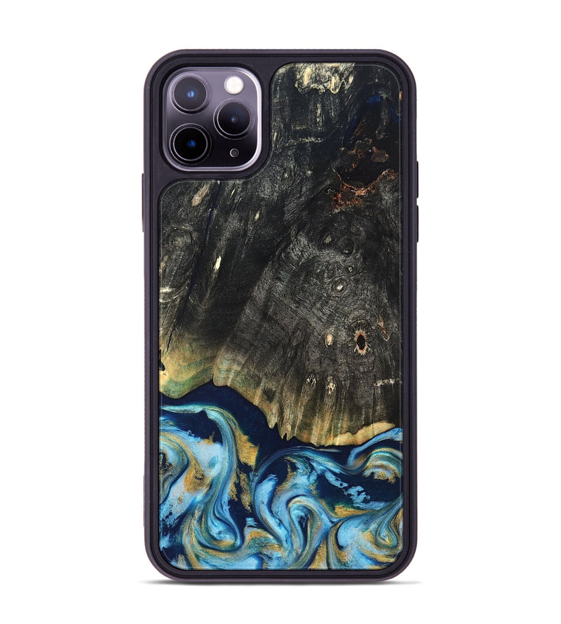 iPhone 11 Pro Max Wood Phone Case - Devonta (Teal & Gold, 822153)