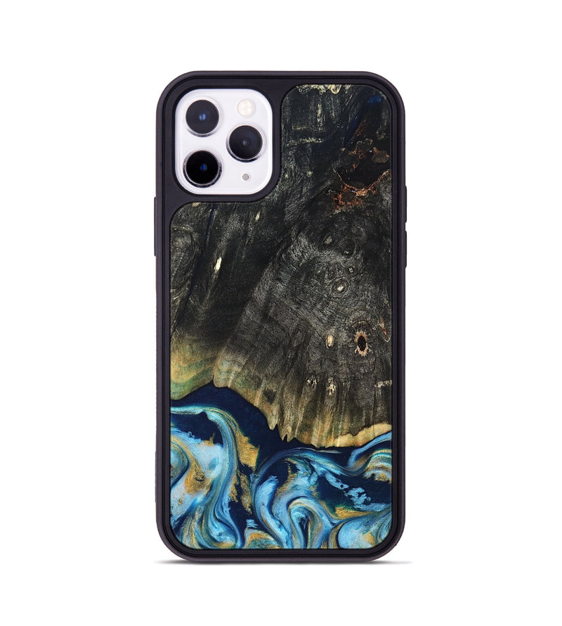 iPhone 11 Pro Wood Phone Case - Devonta (Teal & Gold, 822153)