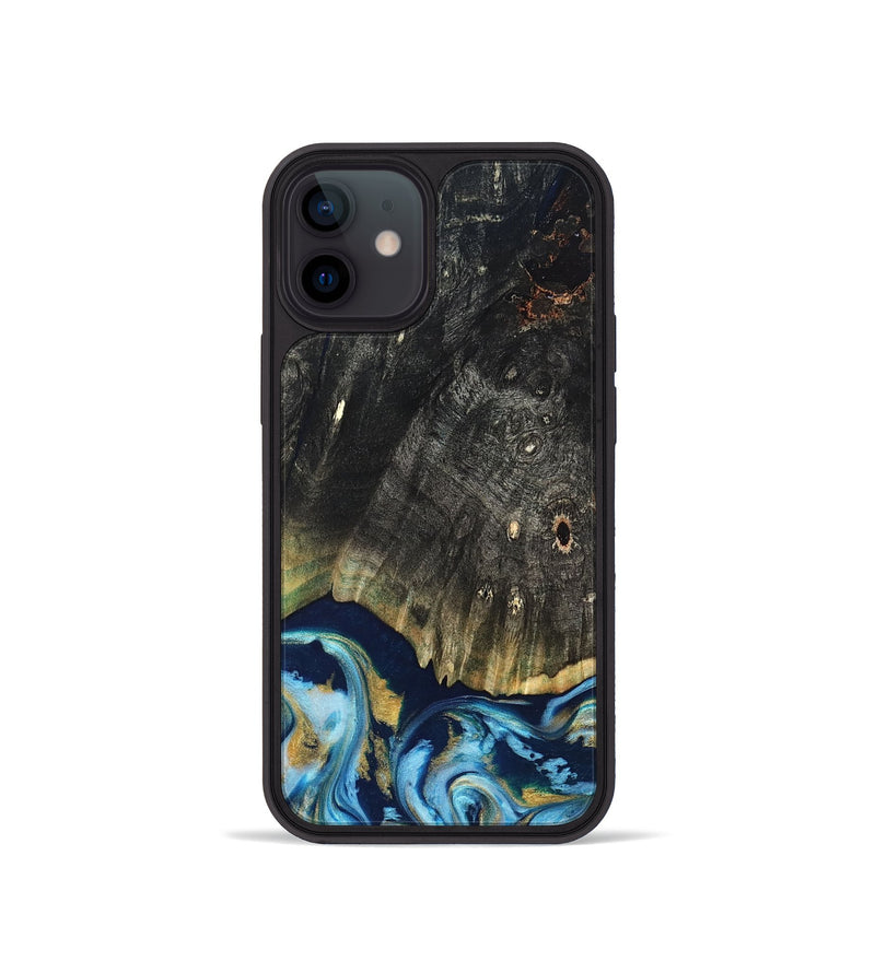iPhone 12 mini Wood Phone Case - Devonta (Teal & Gold, 822153)