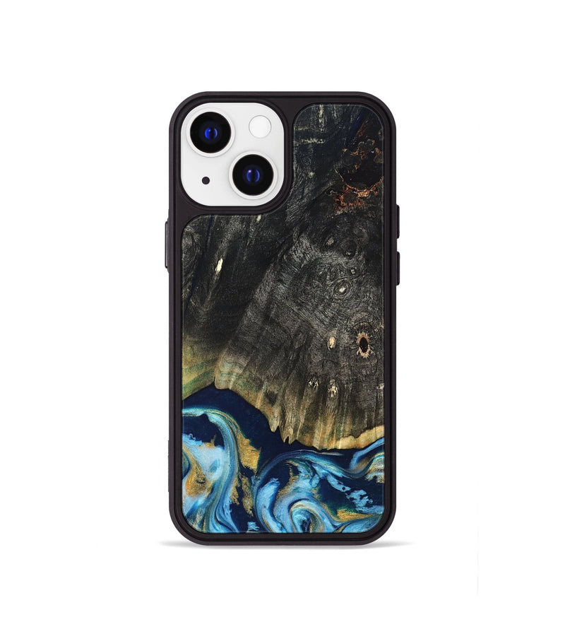 iPhone 13 mini Wood Phone Case - Devonta (Teal & Gold, 822153)