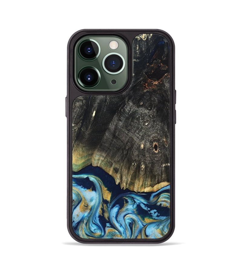 iPhone 13 Pro Wood Phone Case - Devonta (Teal & Gold, 822153)