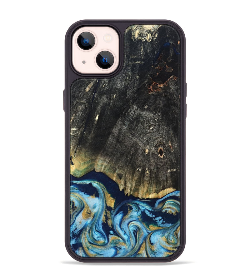 iPhone 14 Plus Wood Phone Case - Devonta (Teal & Gold, 822153)