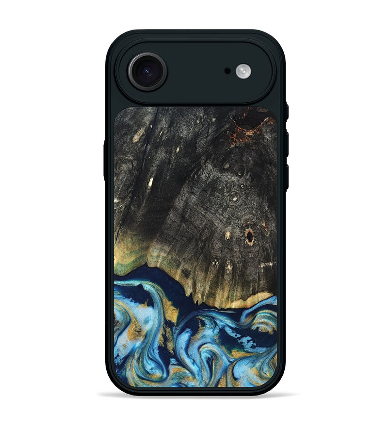 iPhone 17 Air Wood Phone Case - Devonta (Teal & Gold, 822153)