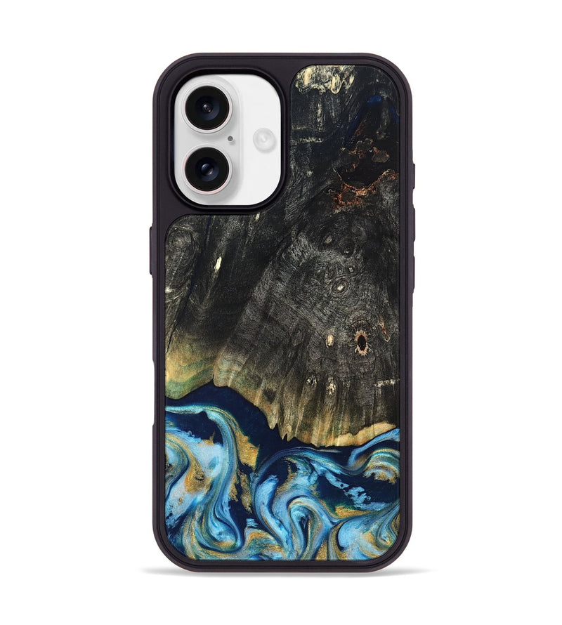 iPhone 17 Wood Phone Case - Devonta (Teal & Gold, 822153)